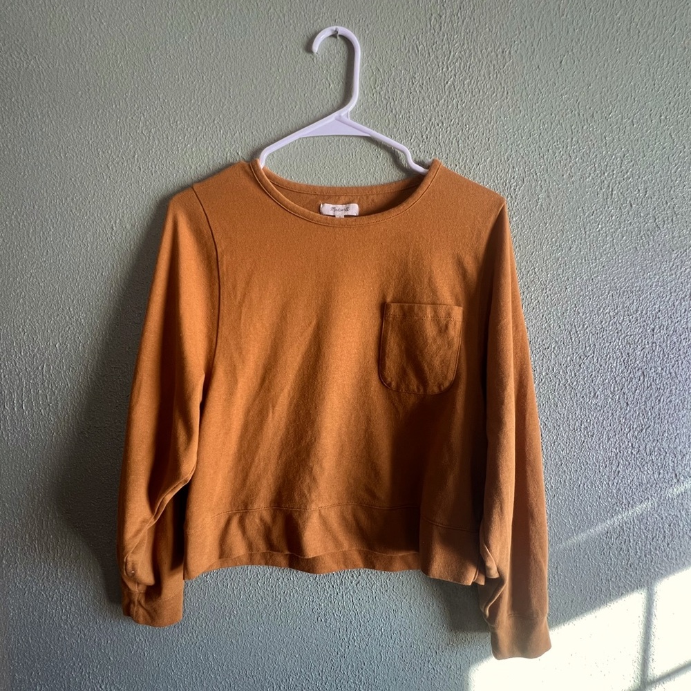 Madewell Mustard Cropped Pocket Long Sleeve